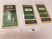 Trio of Vintage Cities Service Road Maps-Early 30'