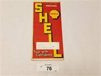 Vintage Rare 1938 Shell Oil Indiana Road Map