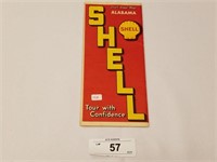 Vintage Rare 1938 Shell Oil Alabama Road Map
