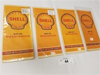 Selection of 4 Vintage Shell Oil Road Maps-1940s