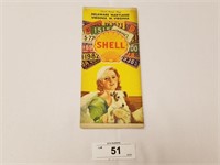Vintage Rare 1933 Shell Oil 4 State Road Map