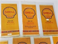 Selection of 7 Vintage Shell Oil Road Maps-1940s