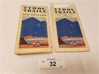 Pair of Rare Vintage Tydol Trails Road Maps