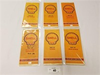 Selection of 6 Vintage Shell Oil Road Maps-1940s
