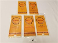 Selection of 5 Vintage Shell Oil Road Maps-1940s