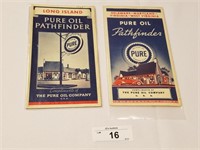 Pair of Vintage Pure Oil 1934 & 1935 Road Maps