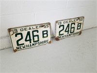 1955 NH Dealer License Plates New Hampshire