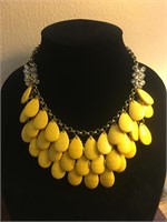 Stunning Yellow Peacock Bib Designer Necklace