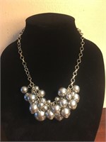 Silver Designer Ball Cluster Necklace