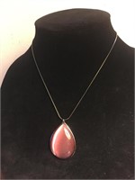 NY Pink Crystal Designer LG Teardrop Necklace