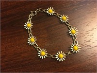 Vtg MCM Yellow & White Enamel Bracelet