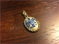 Vintage Silver Delft Blue Pendant