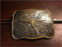 Texas Longhorn LG Gold/Silver Belt Buckle