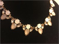 Chicos Pink Rhinestone Bib Necklace