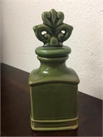 Vintage Art Pottery Fleur-de-lis Lidded Bottle