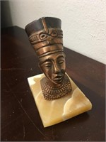 Antique Nefertiti Bust on Marble Base