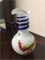 FINE Vintage Czech Art Glass Snaked Pitcher Vase