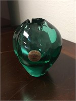 Vtg Ardislav Czech Bohemian Glass Green Vase