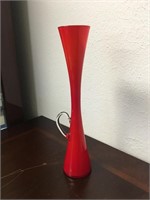 Vintage MCM Czech Art Glass Orange Vase