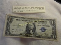 $1 US Silver Certificate in Sleeve