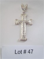 Big Silver Cross Pendant with Stones