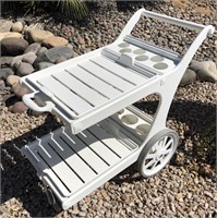 White plastic garden cart