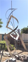 7’ brushed stainless steel abstract yard sculpture