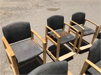 3pc Green Wood Chairs