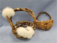 Lot of 2 baskets, 1 is tree branches, other is wic