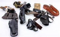 Firearm Lot of Holsters, Mag Carriers, Ammo Belt
