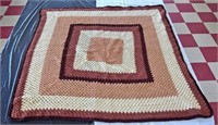 Large Brown & Tan Wool Knitted Bedcover Throw
