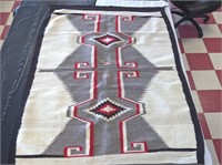 Large American Indian Style Wool Rug Grey/Red