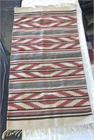 American Indian Style Wool Blanket Pale Red/Grey