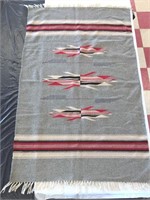 Ortega's Weaving Wool Blanket Grey/Red
