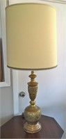 Vintage Ornate Brass Table Lamp w/ Shade