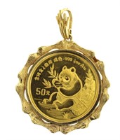 1991 .999 Pure Gold 50 YN China Panda w/14kt Bezel