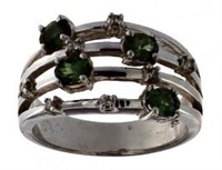14kt Gold Green Sapphire & Diamond Ring
