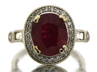 14kt Gold Oval 5.42 ct Ruby & Diamond Ring