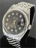 Mens Oyster Perpetual Datejust Black Dial Rolex