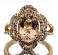 14kt Rose Gold 2.20 ct Morganite & Diamond Ring