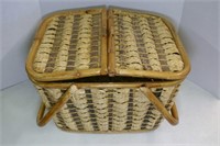 Vintage Bamboo & Basket Weave Pic Nic Basket