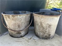 2 Metal Pails/Buckets with Handles and no Holes