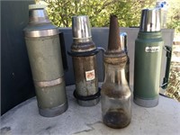 4- Vintage Thermos and Vintage Oil Dispenser