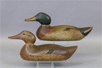 Pair of Drake & Hen Mallard Duck Decoys, Factory