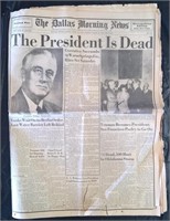 Roosevelt Dead, Dallas Morning News April 13, 1945