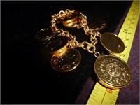 Sterling Silver Euro Coin Charm Bracelet