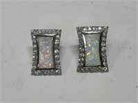 $120 Silver opalite and cz earrings