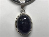 $200 Silver large amethyst pendant necklace