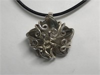 $200 Silver carved quartz pendant necklace