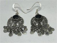$120 Silver onyx earrings